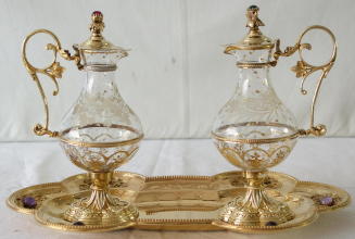 French antique solid silver gilt Gothic Chapel Set